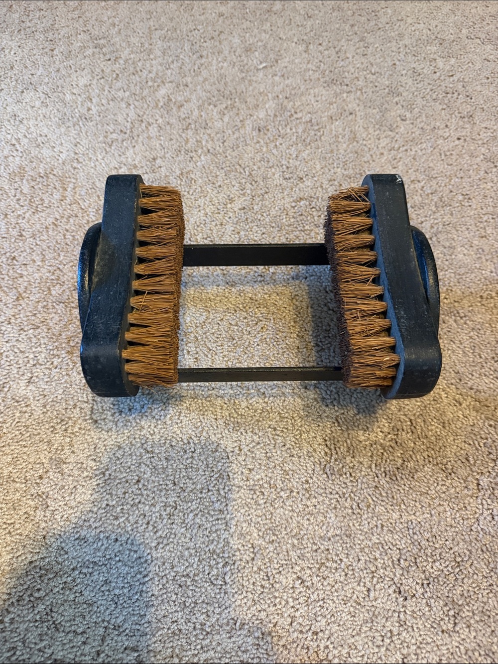 Wood and Black Boot Brush Scraper - Brown Bristles